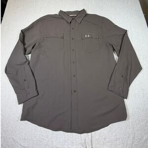 Under Armour Men's XL Brown All Season Gear Long Sleeve Snap Performance Shirt